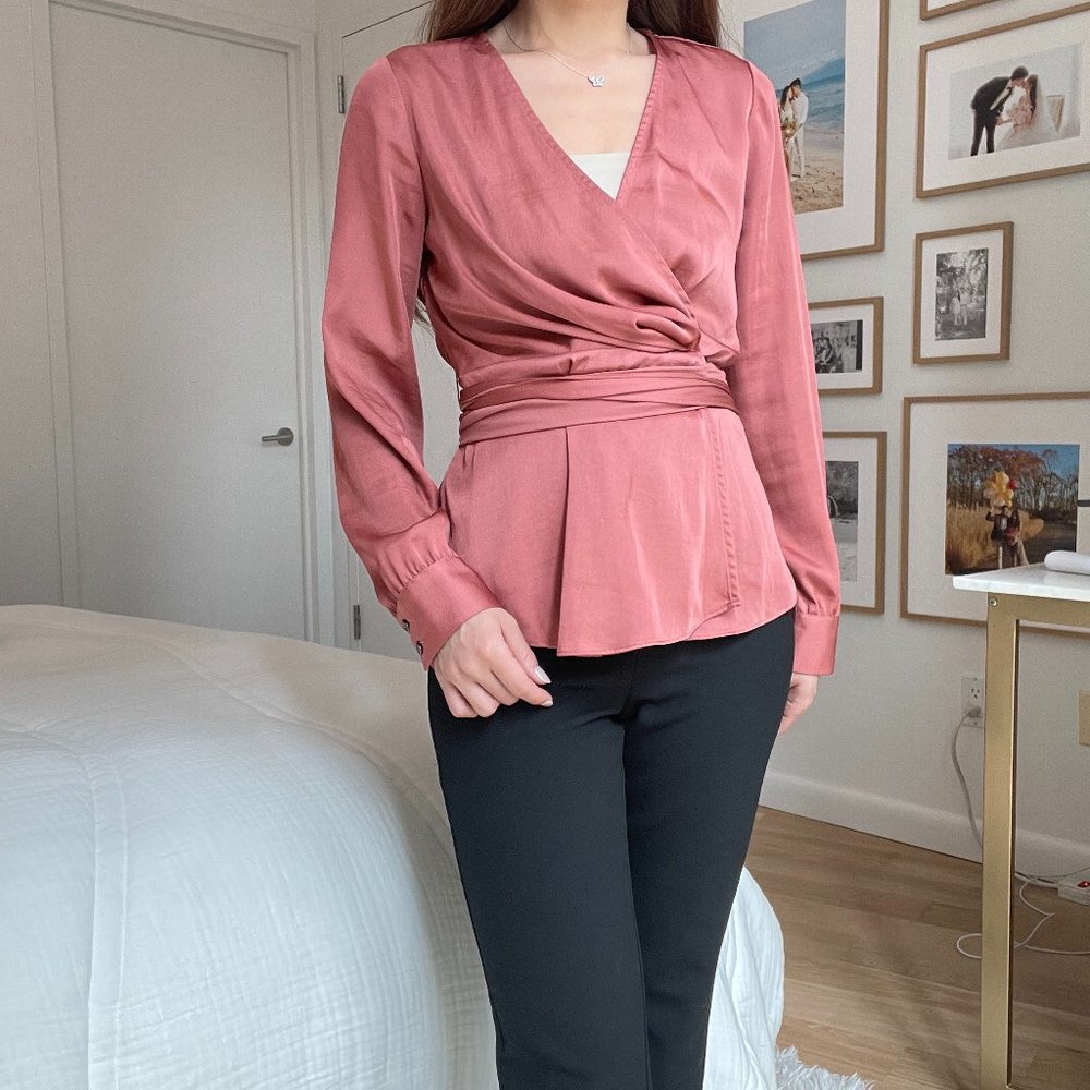 Moulinette Soeurs by Anthropologie Rust Satin Wrap Size 00